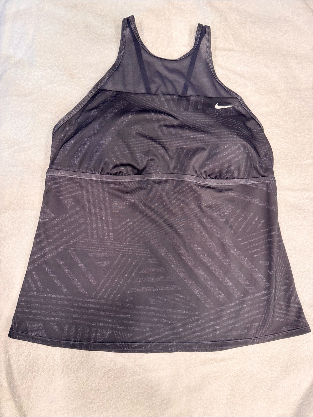 NIKE Black Mesh-Panel Athletic Tank with Subtle Geometric Design ~ Size XL